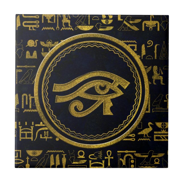 Goldägyptisches Auge von Horus - Wadjet Fliese (Vorderseite)