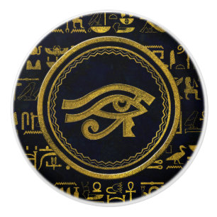Goldägyptisches Auge von Horus - Wadjet Keramikknauf