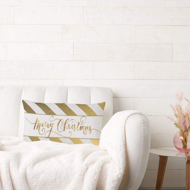 Goldakzent, frohe Weihnachten Lendenkissen (Liege)