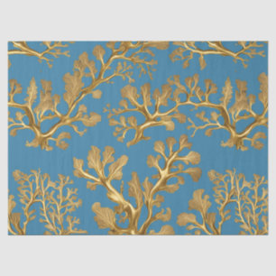 Goldalgen auf Aqua Blue Tissue Seidenpapier