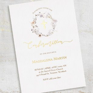 Goldangaben Wildblumen Kranbestätigung Folieneinladung