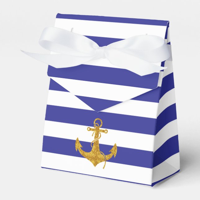 Goldanker auf blauen Streifen Geschenkschachtel (Vorderseite)