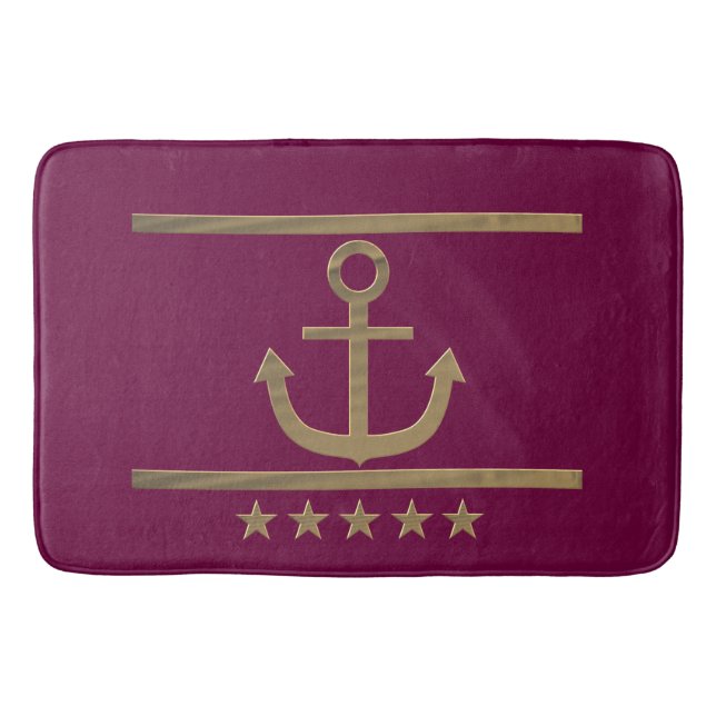 Goldanker auf weinrotem Hintergrund Badematte (Vorderseite)