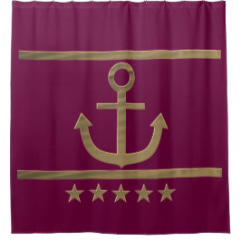 Goldanker auf weinrotem Hintergrund Duschvorhang