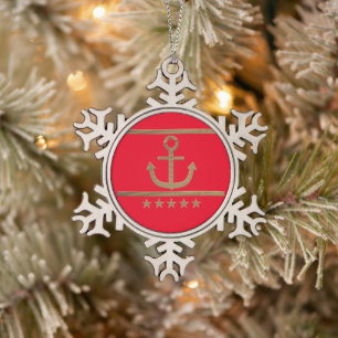 Goldanker-Glückssymbol-Keramik Schneeflocken Zinn-Ornament