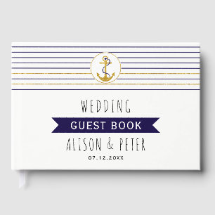 Goldanker Streifen nautische Hochzeitstorch Gästebuch