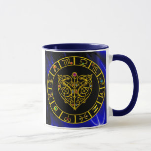 GOLDASTRALHERZ, Zodiaka-Zeichen, Astrologie-Diagra Tasse
