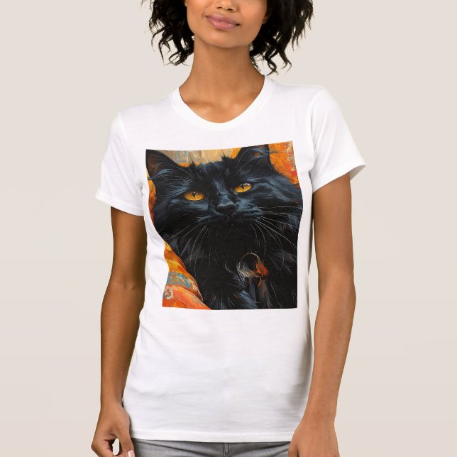 Goldäugige Mitternachtskatze T-Shirt (Vorderseite)