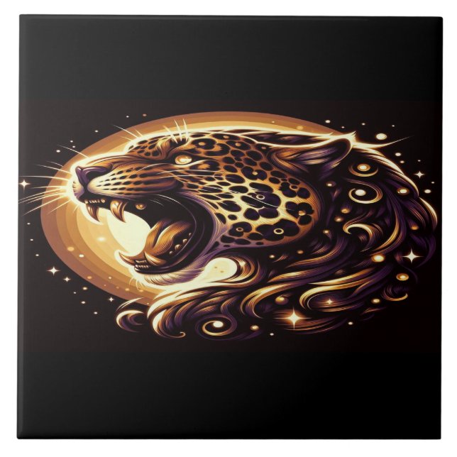 Goldäugiger Leopard Fliese (Vorderseite)