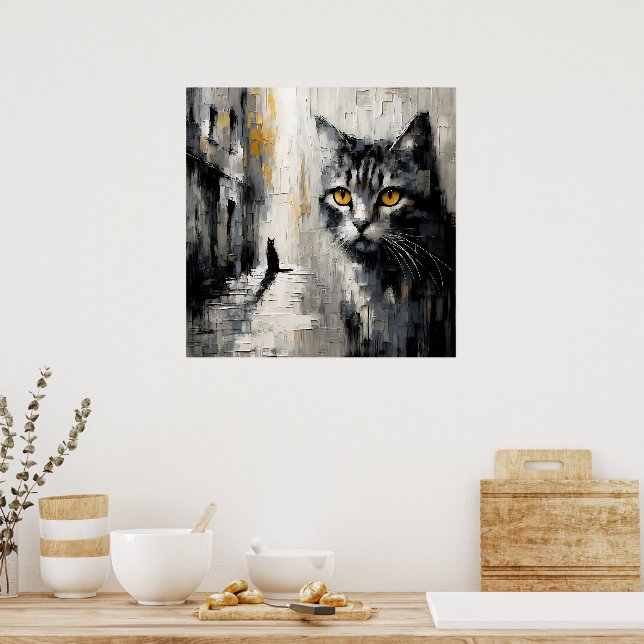 Goldäugiges Katzenkunstposter Poster (Küche)