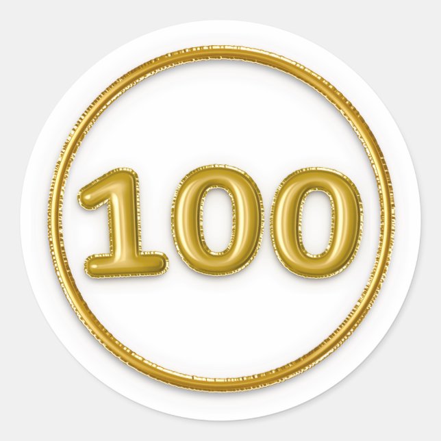 Goldballon Nummer 100 Rundaufkleber Runder Aufkleber (Vorderseite)