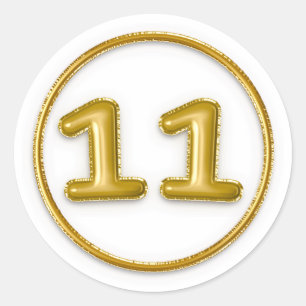 Goldballon Nummer 11 Rundaufkleber Runder Aufkleber