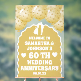 Goldballons 60. Hochzeitstag Mattiert Acrylschild