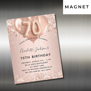 Goldballons der 70. Rose Magnetkarte
