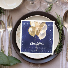 Goldballons der Birthday Marinebahn Glitzer Serviette