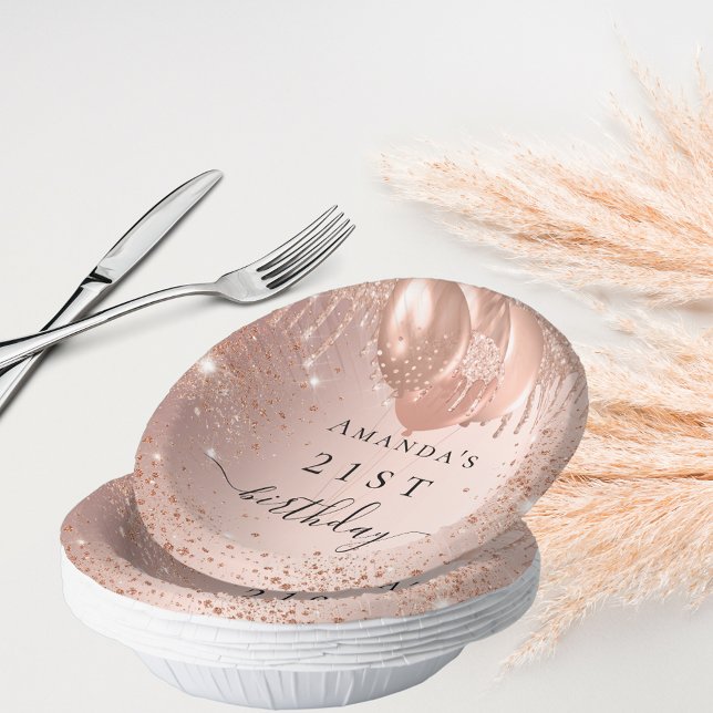 Goldballons der Rose zum Geburtstag Glitzern Pappteller (Von Creator hochgeladen)