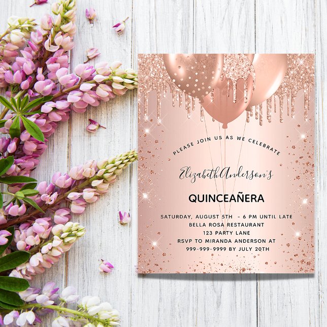 Goldballons für die Rose Quinceanera Flyer (Von Creator hochgeladen)