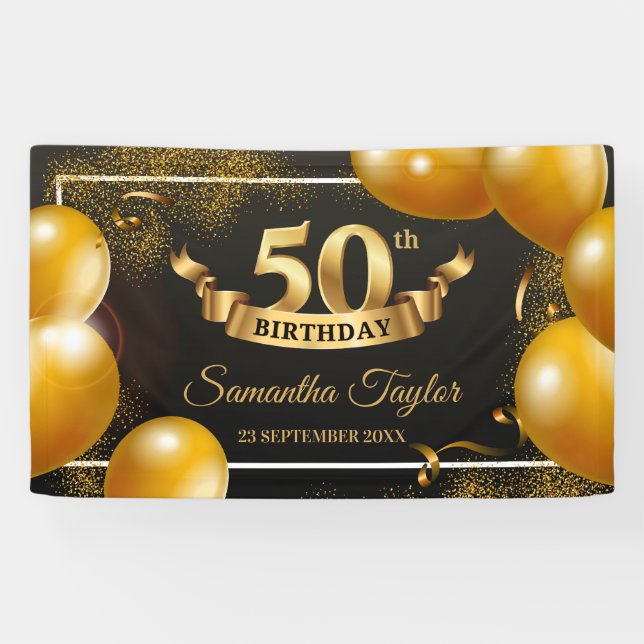 Goldballons Glitzer Glitzern extravagant Banner (Horizontal)