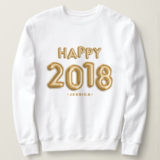 Goldballons glücklich 2018 Personalisiert Sweatshirt (Design vorne)