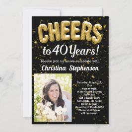 Goldballons jubeln 40 Jahre 40. Geburtstag Foto Einladung