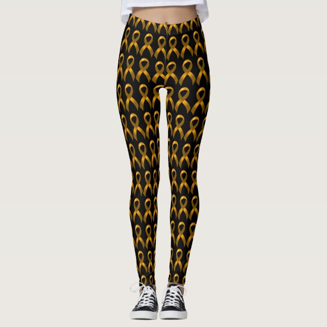Goldband-Kindheits-Krebs-Bewusstsein Leggings (Vorderseite)