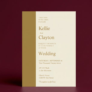 Goldbar Elfenbein Minimalistische Moderne Hochzeit Einladung