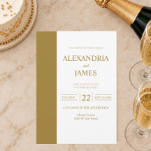 Goldbar-Minimalistische moderne Hochzeitseinladung