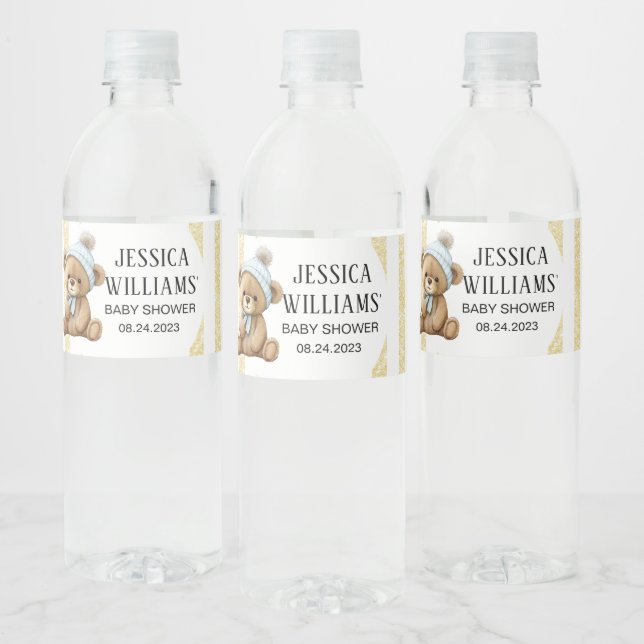 Goldbär mit Babyduschflaschen Wasserflaschenetikett (Flaschen)