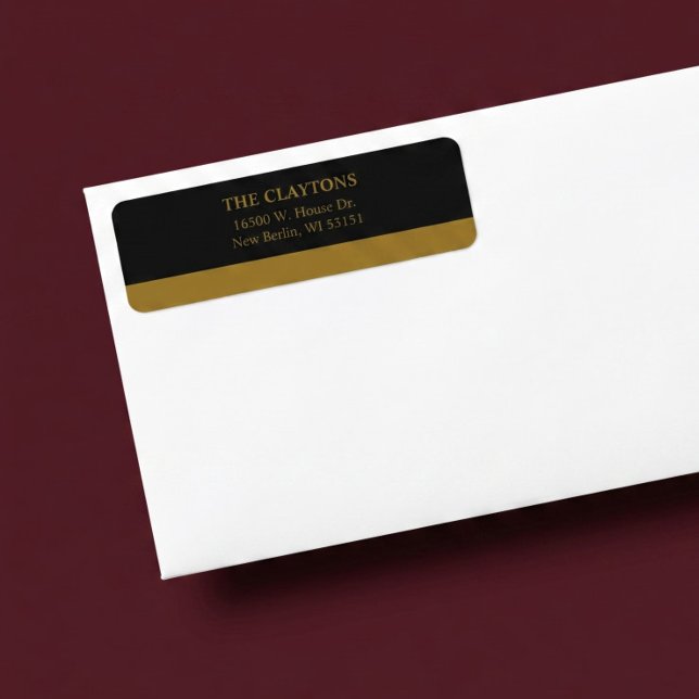 Goldbar Schwarz Minimalistischer Moderner Absender (Von Creator hochgeladen)