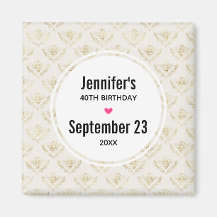 Goldbarbe mit einem Kronmuster Save the Date Magnet
