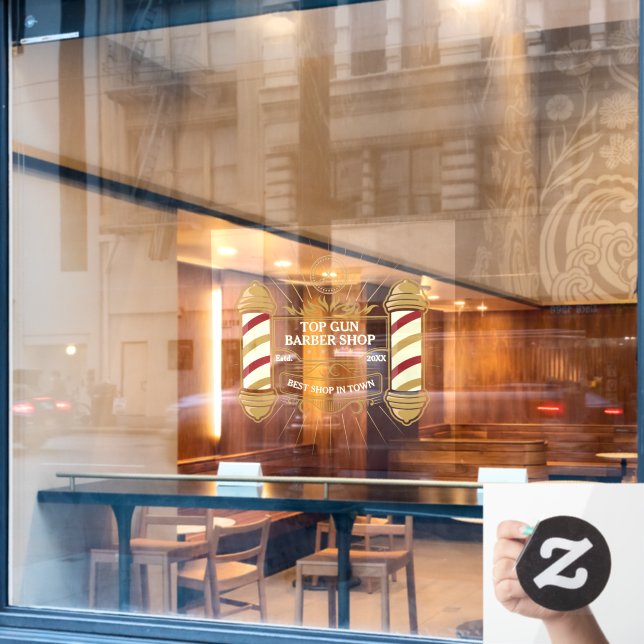 Goldbarberpolen für alte Schulklassen anpassen Fensteraufkleber (Café-Fenster)