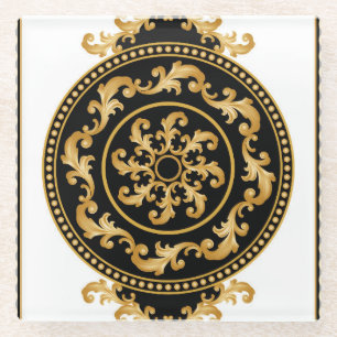 Goldbarock, Ketten, schwarze Dekoration Glasuntersetzer