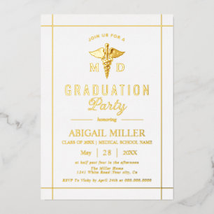 Goldbarren-Klasse 2025 Weißer Abschluss Folieneinladung