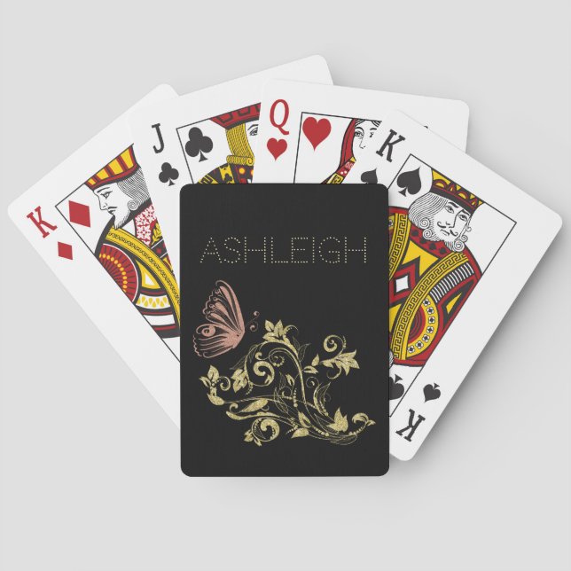 Goldbarren und rosa Sparkeln Personalisiert Spielkarten (Rückseite)