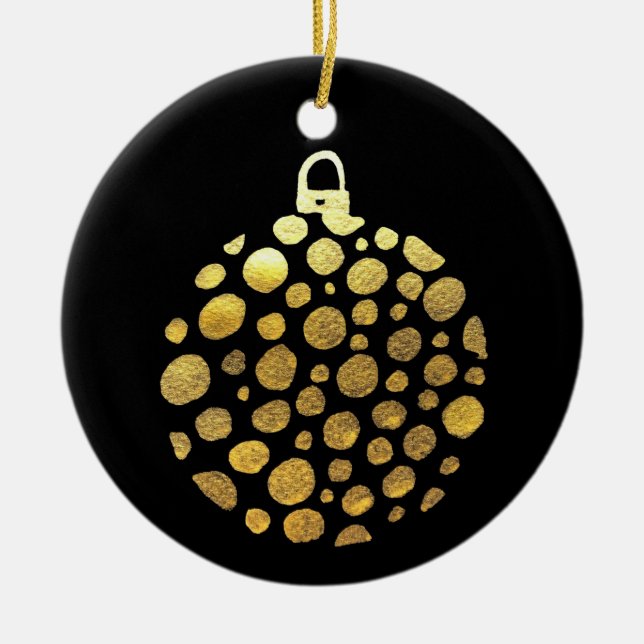 Goldbauble Weihnachtsglasur Keramik Ornament (Vorne)