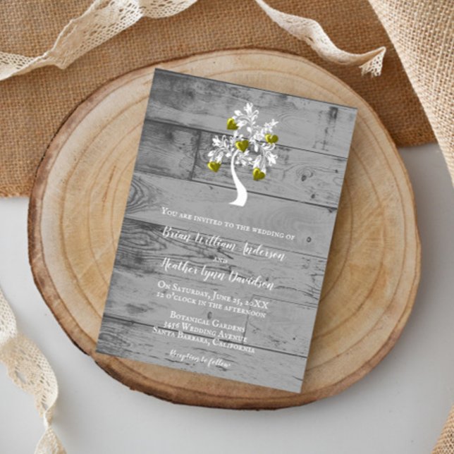Goldbaum der Herzen Einladung Hochzeit (Gold Tree of Hearts Wedding Invitation)