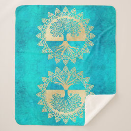 Goldbaum des Lebens auf Türkis Sherpadecke