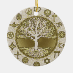 Goldbaum des Lebens Keramik Ornament