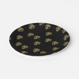 Goldbaum des Lebens Schwarzes Muster Pappteller
