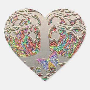 Goldbaum mit Butterly Herz-Aufkleber