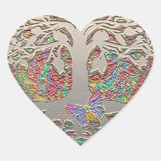 Goldbaum mit Butterly Herz-Aufkleber (Vorderseite)