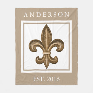 Goldbearbeitetes Eisen-Lilie personalisiert Fleecedecke