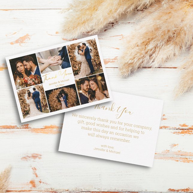 goldbedankt euch 6 Fotos Collage Hochzeitskarte Mitteilungskarte (Von Creator hochgeladen)