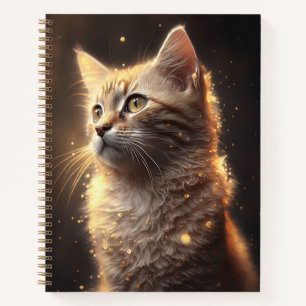 goldbeleuchtete Katze Notizbuch