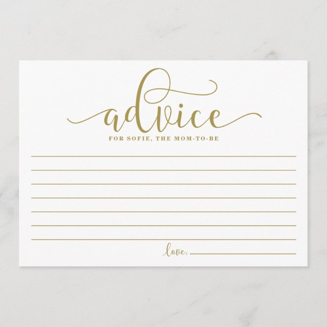 Goldberater für die Mama der Kalligraphie Hinweiskarte (Vorderseite)