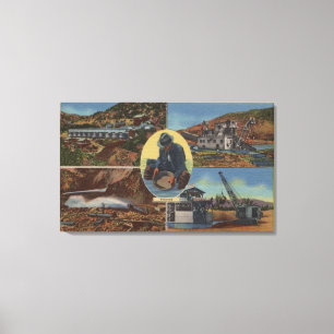 Goldbergbau in Kalifornien - Quarz, Dredge Leinwanddruck