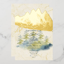 Goldberge Hintergrund Grüne und Blaue Bäume Folieneinladung