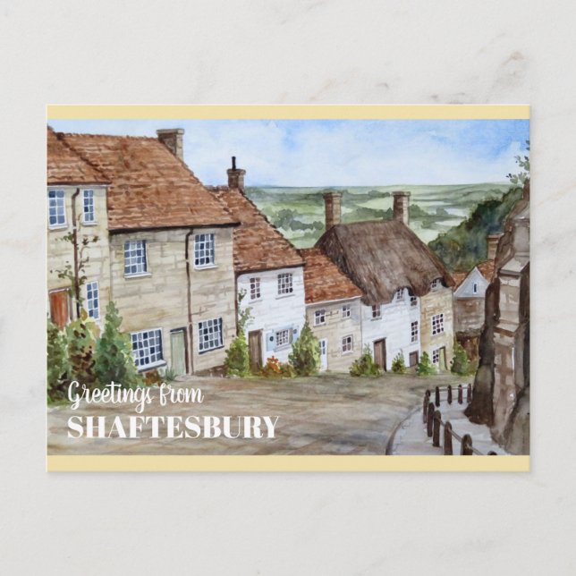 Goldberge, Shaftesbury, Aquarellmalerei Postkarte (Vorderseite)