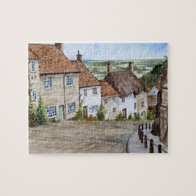 Goldberge, Shaftesbury, Aquarellmalerei Puzzle (Horizontal)