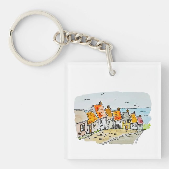 Goldberge, Shaftesbury Wasserfarbe Schlüsselanhänger (Vorderseite)